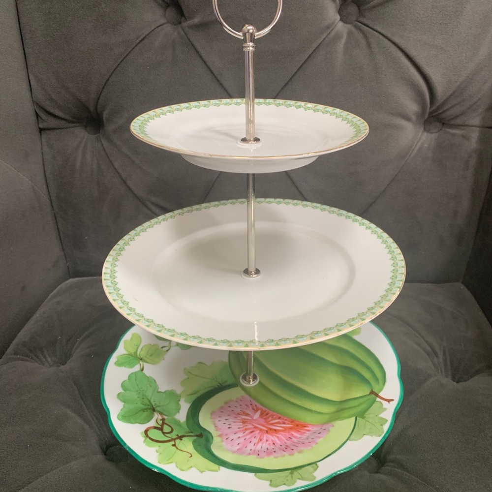 411, Three tier cake stand, watermelon motif, great for summer
